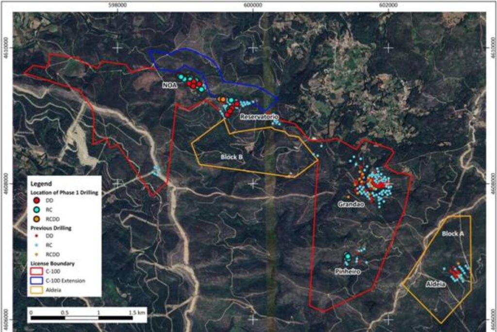 Lítio de alto teor encontrado na mina de Boticas 5 perfurações mina lítio