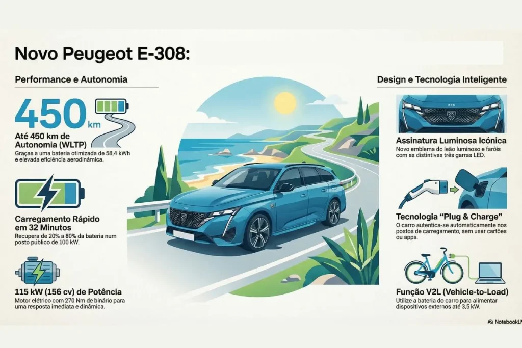 Novos Peugeot E-308 e E-308 SW chegam a Portugal 4 Infografia E-308
