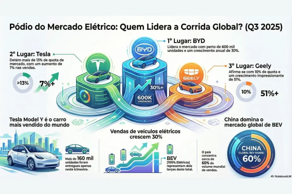 Tesla Model Y é o carro elétrico mais vendido no mundo 4 Infografia sobre a venda global de carros elétricos