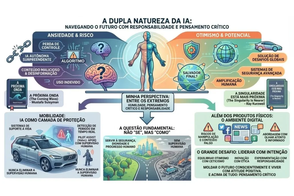 IA: entre a promessa e o desconhecido - Um caminho para futuros mais seguros 3 Infografia sobre a opinião de Luís Santos sobre a IA