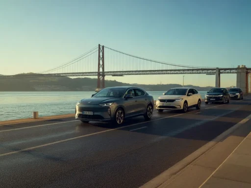 Incentivo à compra está de volta e retroativo a 1 de janeiro 5 Incentivo à compra: três automóveis elétricos com a ponte sobre o tejo ao fundo