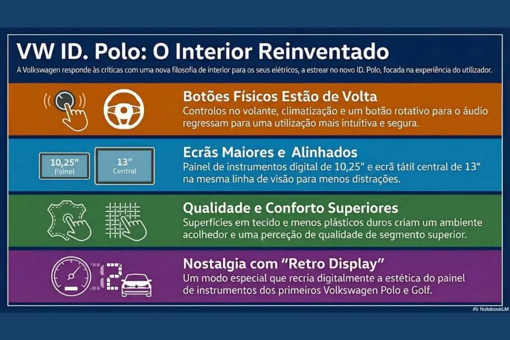 O Volkswagen ID. Polo traz os botões de volta ao cockpit 6 ID. Polo infografia