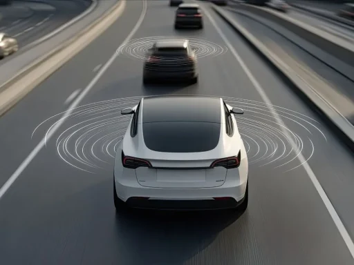 Tesla: Full Self-Driving passa a serviço por subscrição 5 O Full Self-Driving numa simulação de um tesla na estrada. imagem gerada por ia