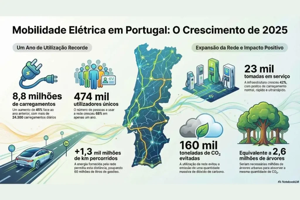 Carregamentos na rede pública cresceram 45% 3 carregamentos 2025 infografia