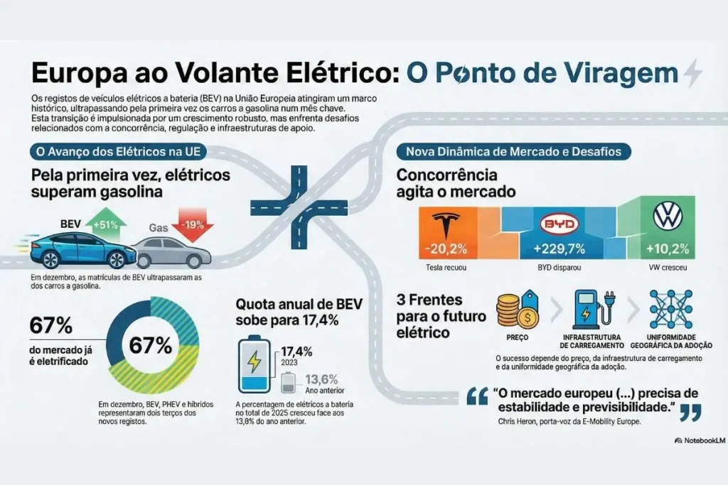 Carros elétricos ultrapassam gasolina na Europa em dezembro 4 elétricos Europa
