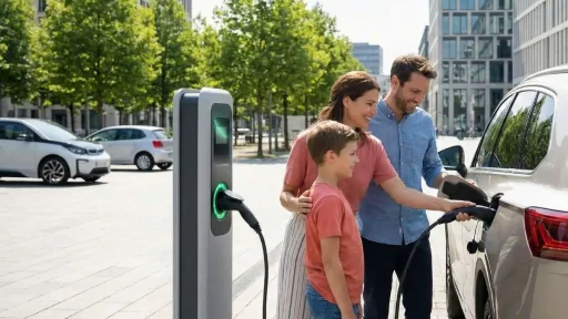 Novo incentivo à compra de carros elétricos chega até março 13 Uma família carrega um carro elétrico na rua. Imagem gerada por IA para ilustrar a notícia do novo incentivo à compra