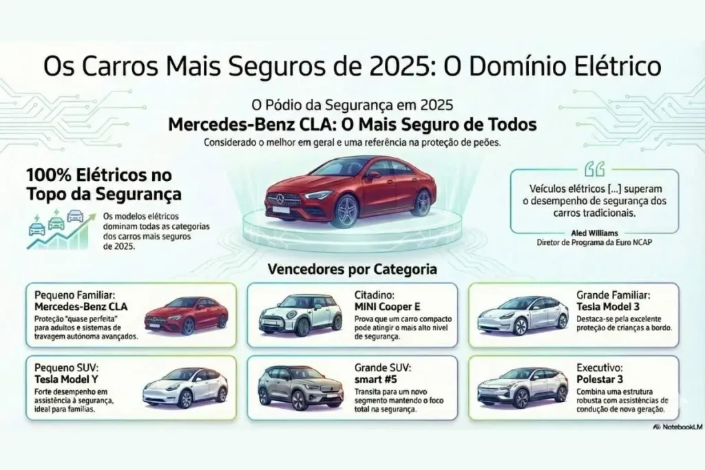 Os melhores de 2025 para a Euro NCAP são todos carros elétricos 3 Os melhores de 2025 infografia