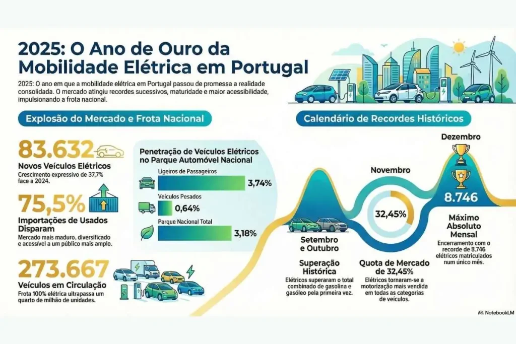 2025: o ano em que os elétricos ganharam definitivamente as estradas portuguesas 4 carros elétricos 2025 infografia