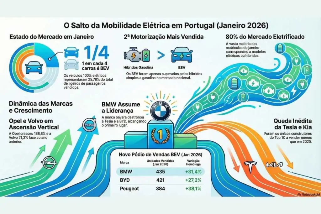 Um em cada 4 carros vendidos em janeiro foi 100% elétrico 3 carros vendidos infografia