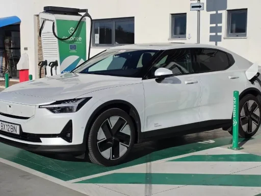 7 mitos sobre carros elétricos (finalmente) desmontados 4 mitos carros elétricos. Um Polestar 2 carrega num posto público