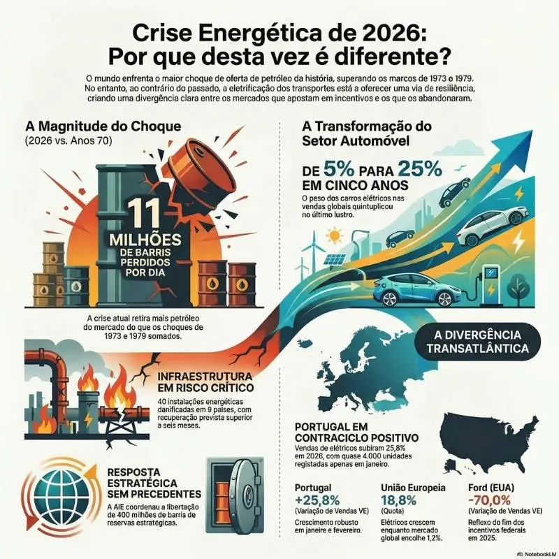 O que o choque petrolífero de 1973 não teve: carros elétricos 3 choque petrolífero infografia
