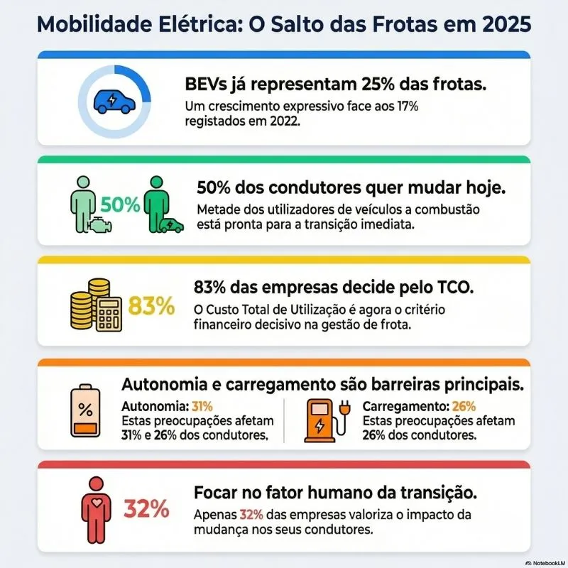 Um quarto dos condutores de frotas empresariais já usa um carro elétrico 3 frotas empresariais infografia