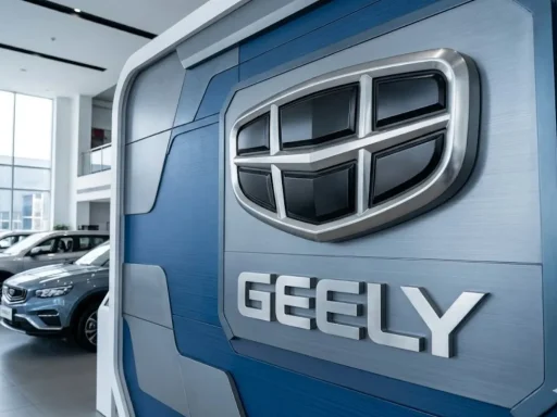 Geely chega a Portugal em 2026 com a Salvador Caetano 5 Logotipo da Geely num stand | imagem gerada por IA