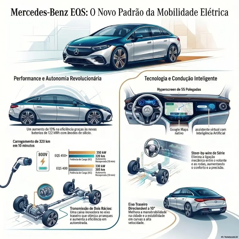Mercedes-Benz EQS: 926 km e direção steer-by-wire de série 13 Mercedes-Benz EQS infografia