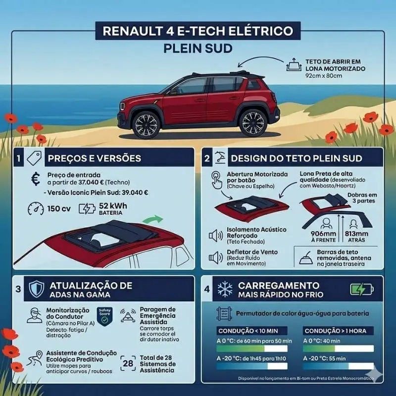 Renault 4 E-Tech Plein Sud com teto de abrir já tem preço 9 Renault 4 E-Tech infografia