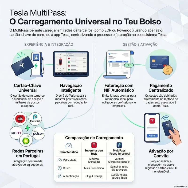 Tesla MultiPass chega a Portugal: carregar em redes externas com a conta Tesla 5 Tesla Multipass infografia