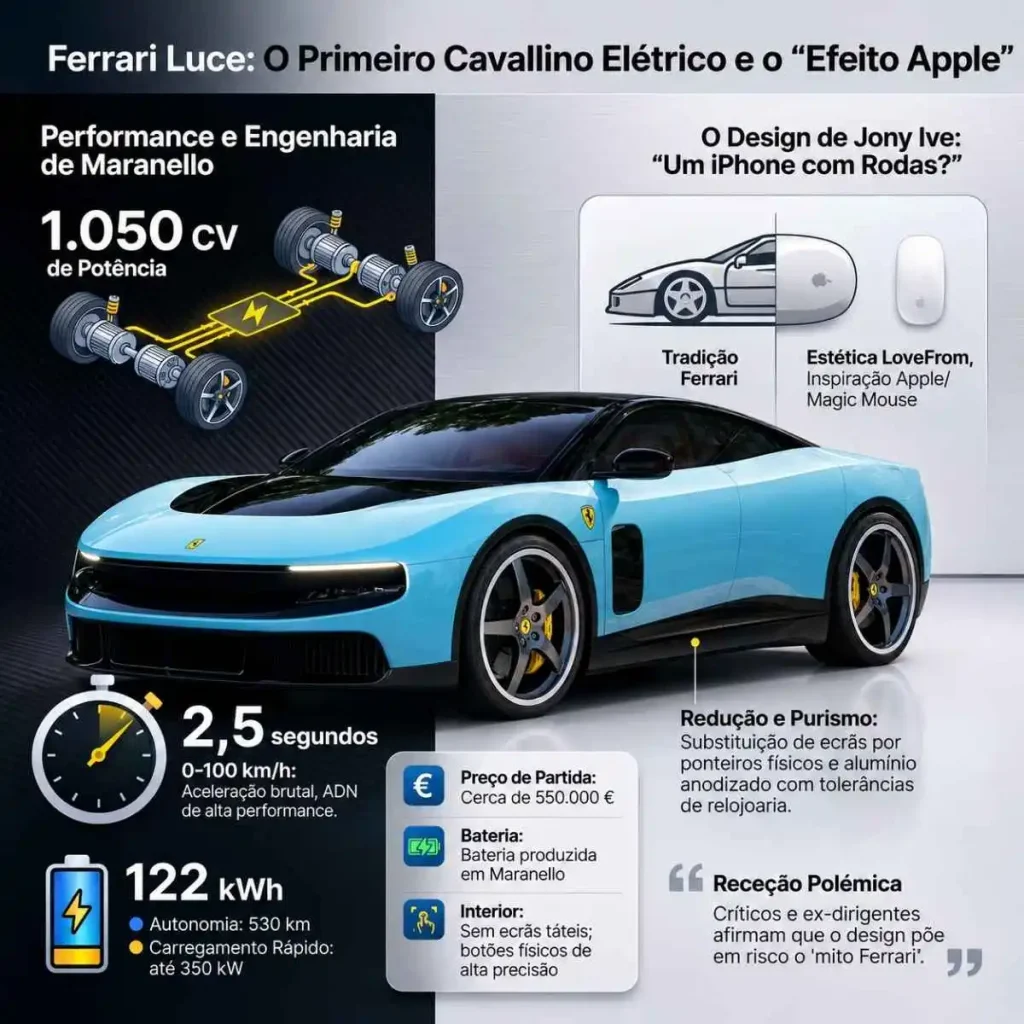 Quando o homem que desenhou o iPhone desenha um Ferrari, sai um iPhone 6 Ferrari Luce Apple infografia