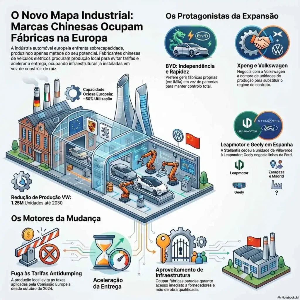BYD e Xpeng querem assumir fábricas europeias subutilizadas 4 fábricas