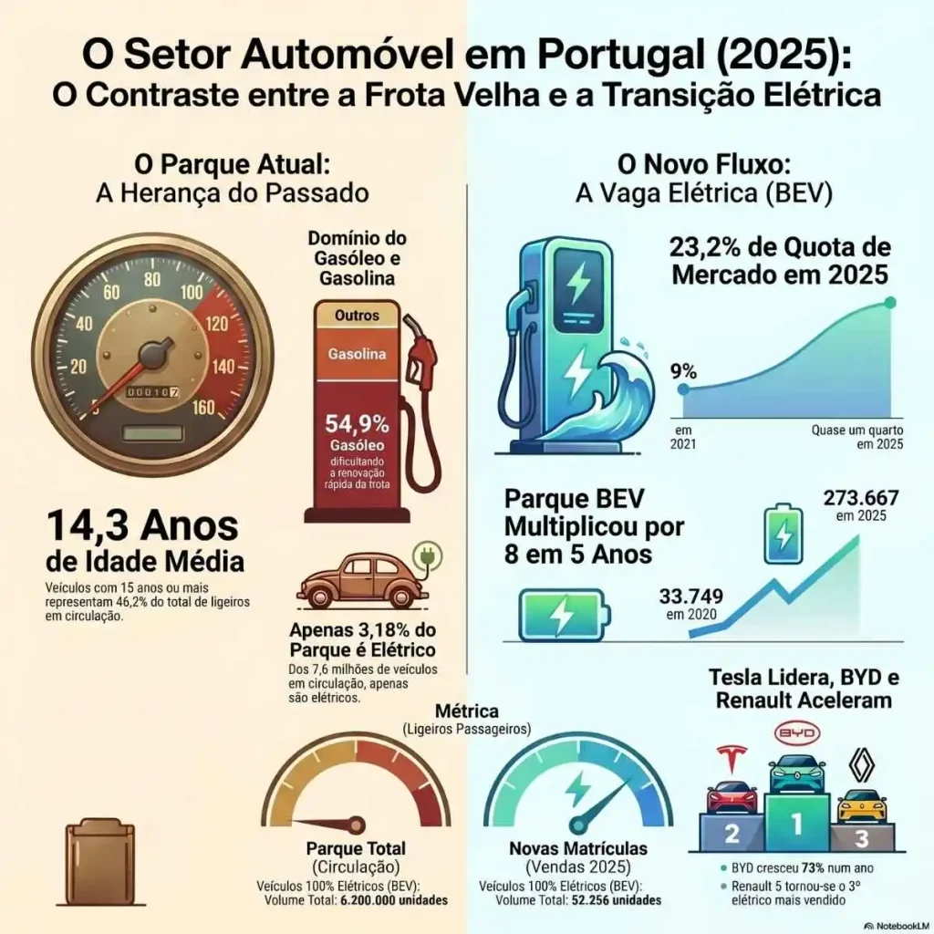 Há 7,6 milhões de carros em Portugal. Apenas 273 mil são elétricos 6 Portugal 2025 infografia