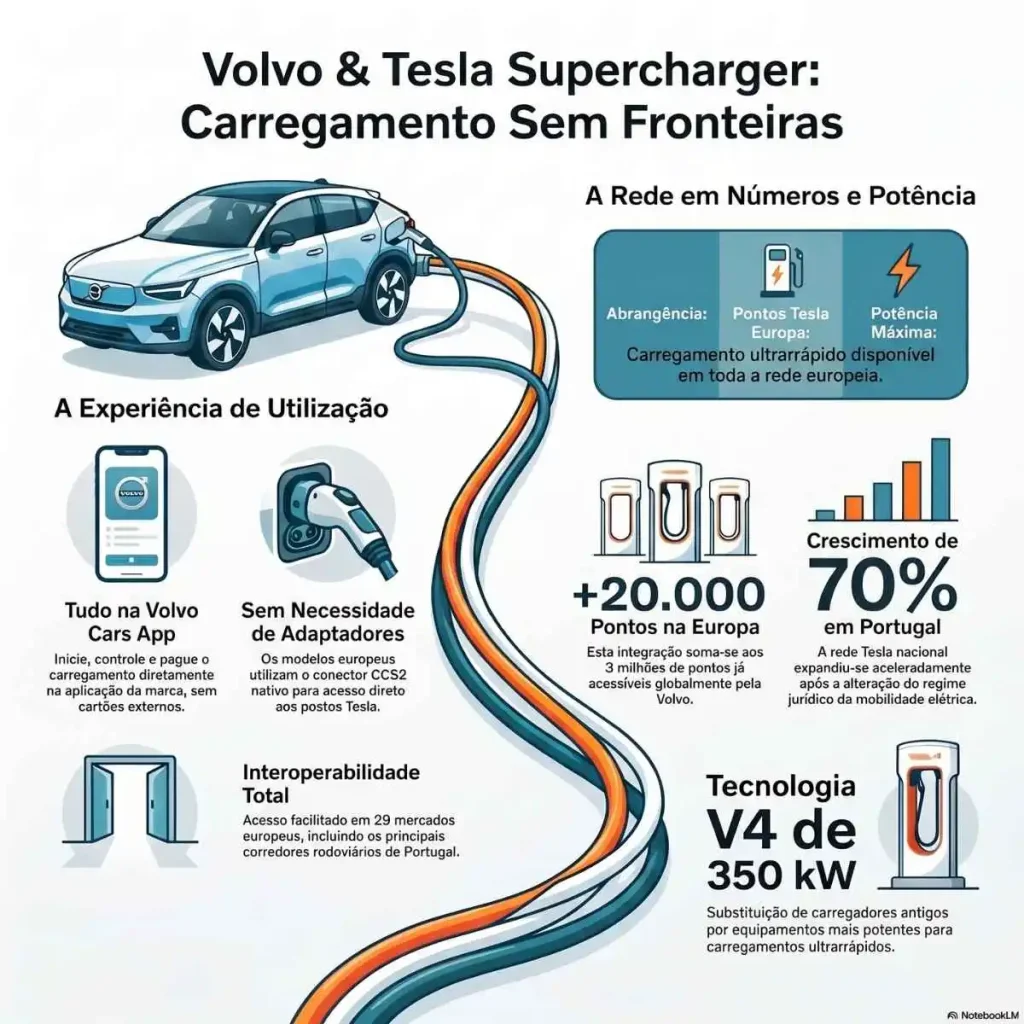 Volvo abre rede Tesla Supercharger aos seus carros elétricos 4 Volvo supercharger infografia