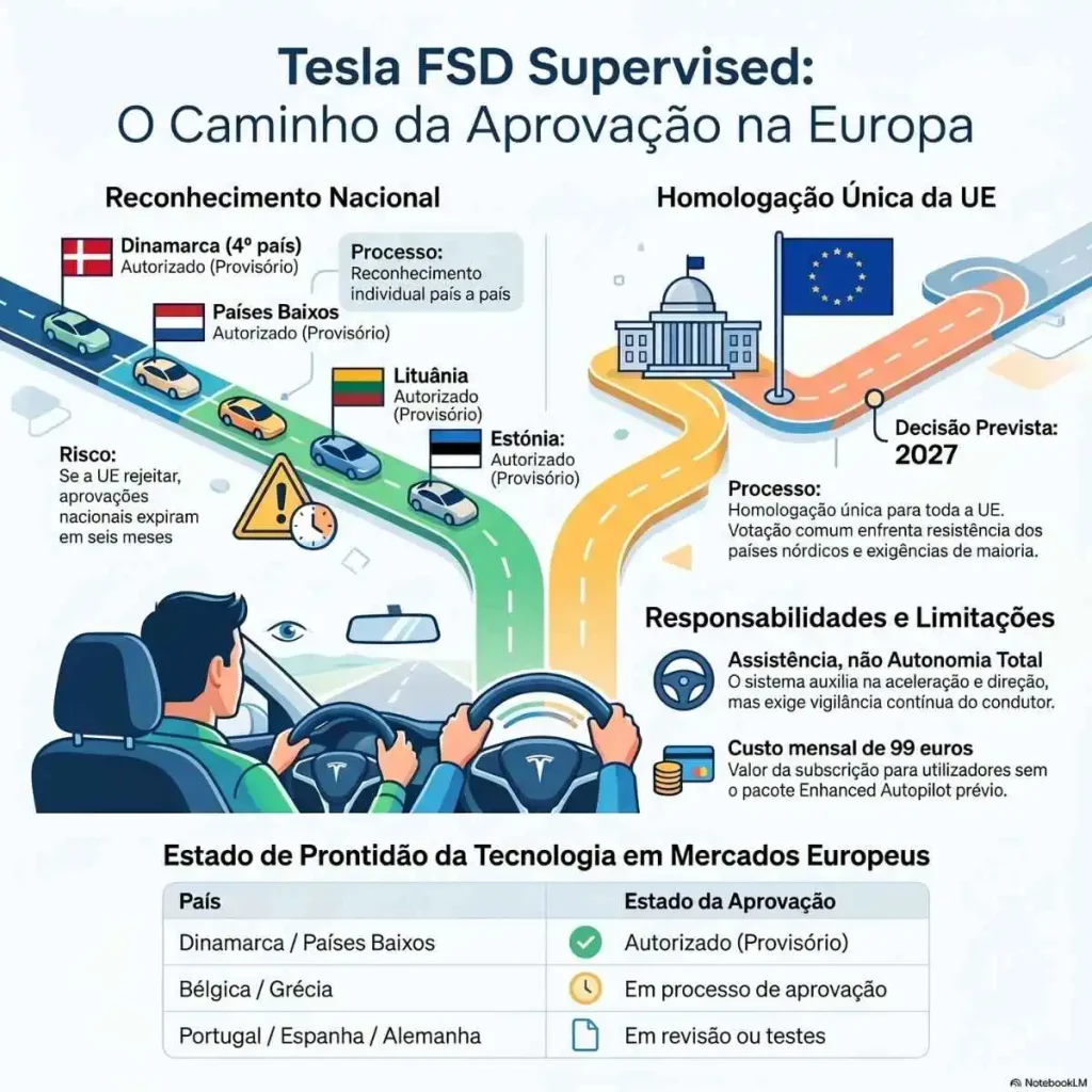 Dinamarca aprova o FSD da Tesla e torna-se o quarto país europeu a fazê-lo 4 FSD infografia