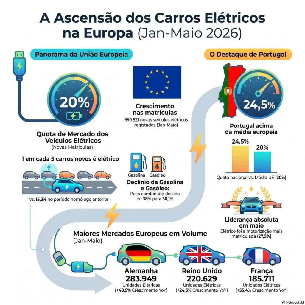 Portugal já matricula mais carros elétricos do que a média europeia 3 carros elétricos portugal europa infografia