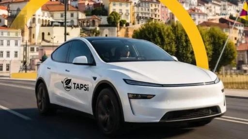 TAPSi prepara expansão do TVDE 100% elétrico para fora de Coimbra 6 Carro elétrico com o símbolo da TAPSi em Coimbra