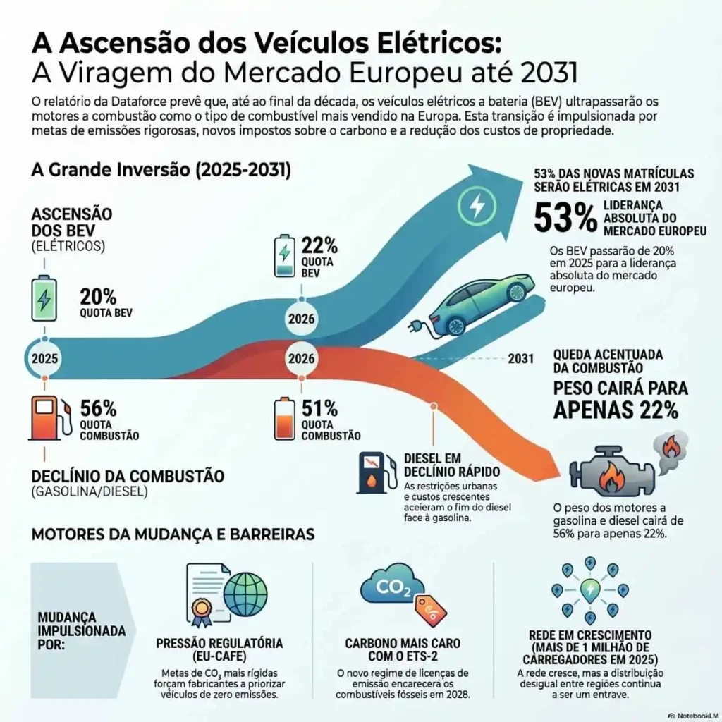 Dataforce: carros elétricos passam dos 50% das matrículas europeias até 2031 4 carros elétricos Europa 2031 dataforce