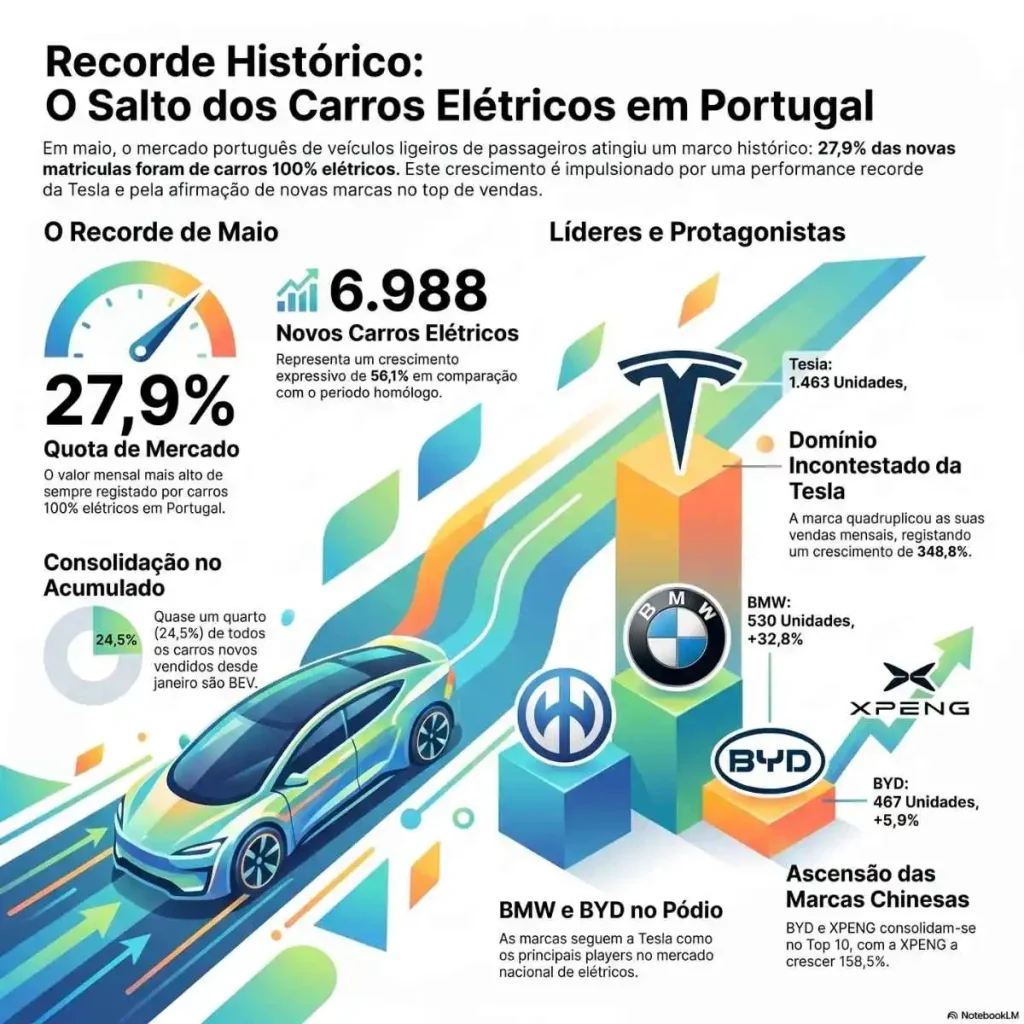 Recorde em maio: carros elétricos chegam a 27,9% do mercado 3 carros elétricos maio infografia
