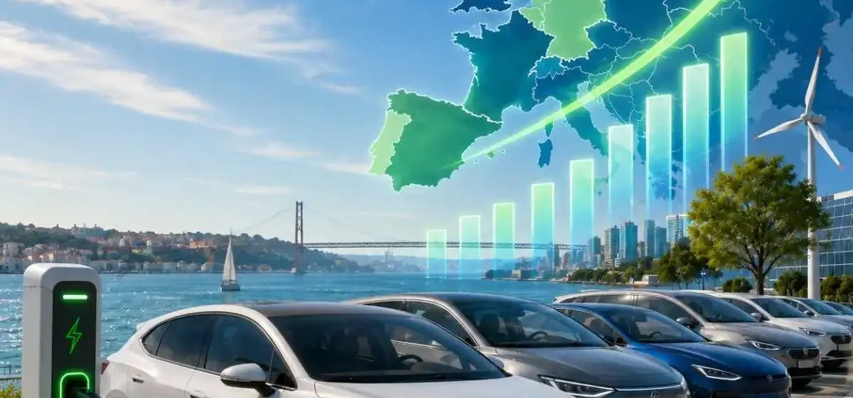 Portugal Europa Carros elétricos. imagem ilustrativa gerada por IA