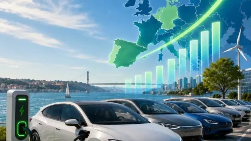 Carros elétricos: Portugal 5 pontos acima da média europeia 9 Portugal Europa Carros elétricos. imagem ilustrativa gerada por IA