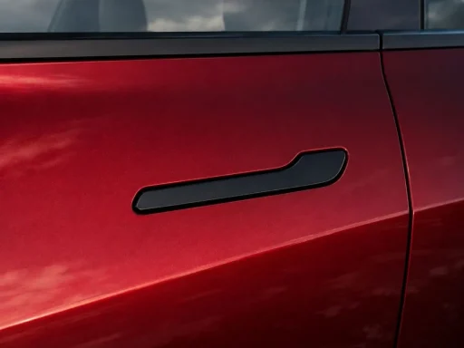 Recall da Tesla na Europa por causa das portas não é para já 4 plano aproximado de um puxador de porta de um Tesla. O recall da Tesla na europa não é para já