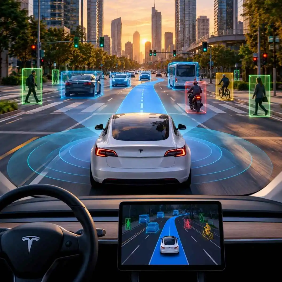 Tesla FSD: Bruxelas discute hoje sem votar 2 imagem ilustrativa do artigo sobre a Tesla FSD gerada por IA